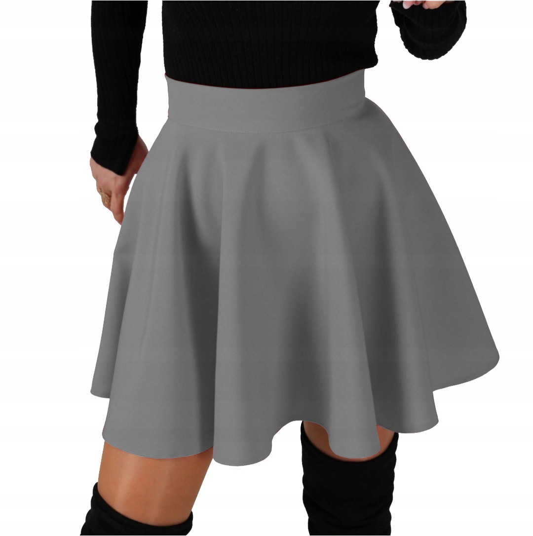 

XXL Popielata Koło Mini Z Koła spódnica Szara 44