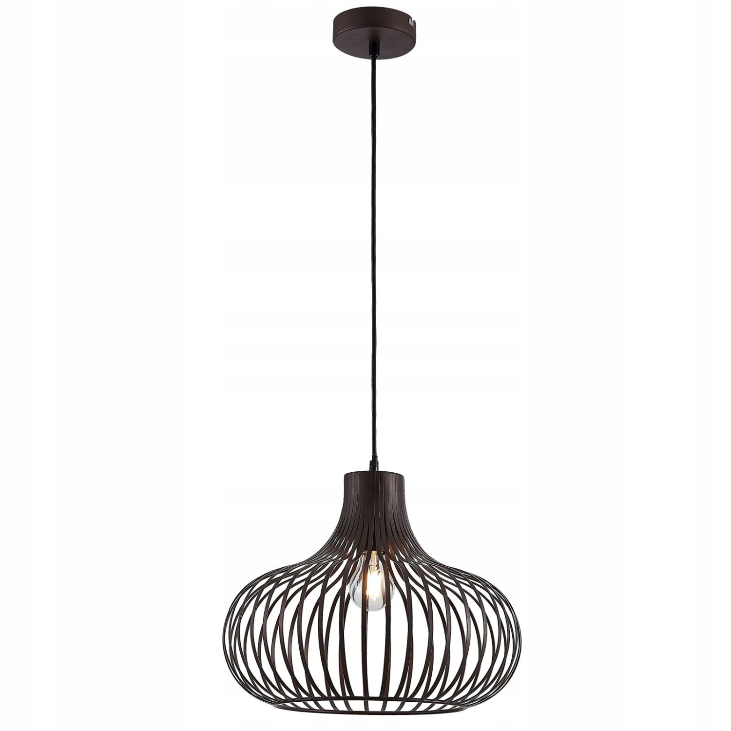 Hrdzavá závesná lampa s drôteným vintage tienidlom do spálne a obývačky