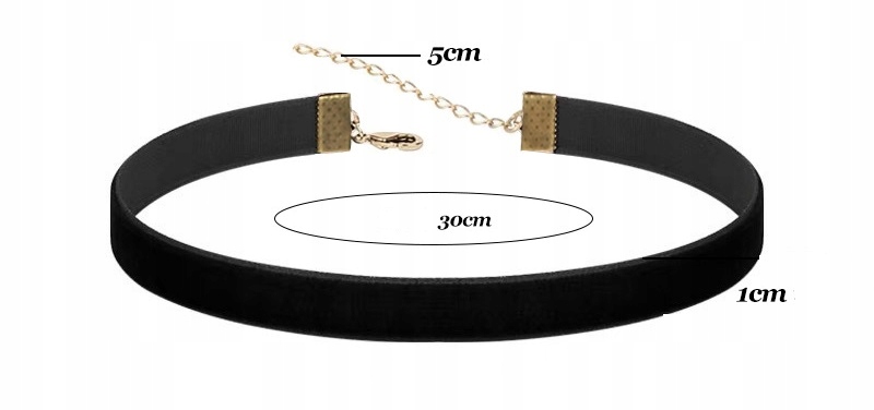 NASZYJNIK CZARNY CHOKER SREBRNY RZEMYK TASIEMKA Długość całkowita 35 cm