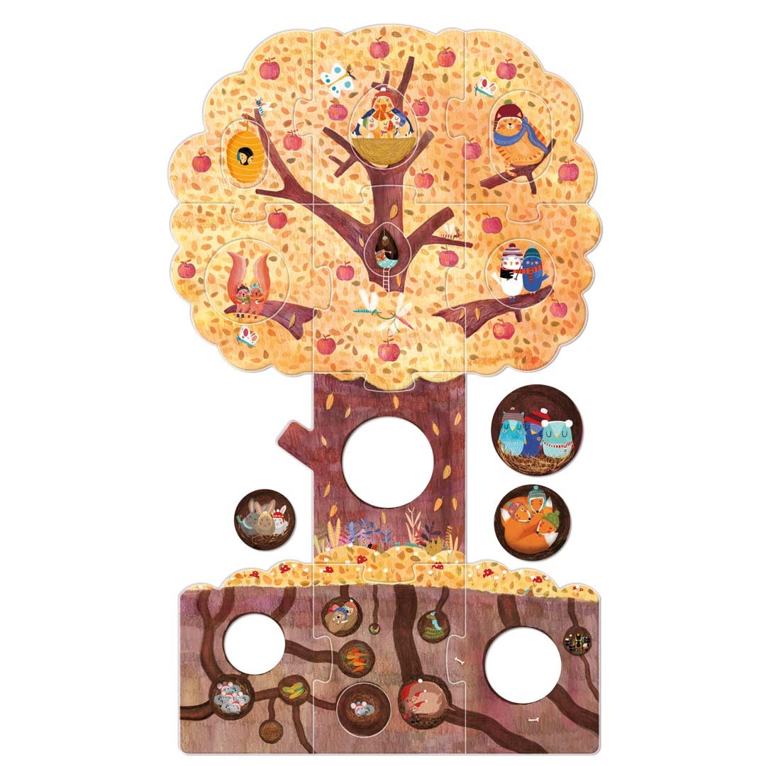 Puzzle dla dzieci dwustronne puzzle duże elementy dla najmłodszych drzewko
