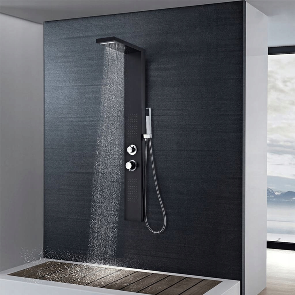 Hliníkový sprchový panel matná čierna Značka VidaXL