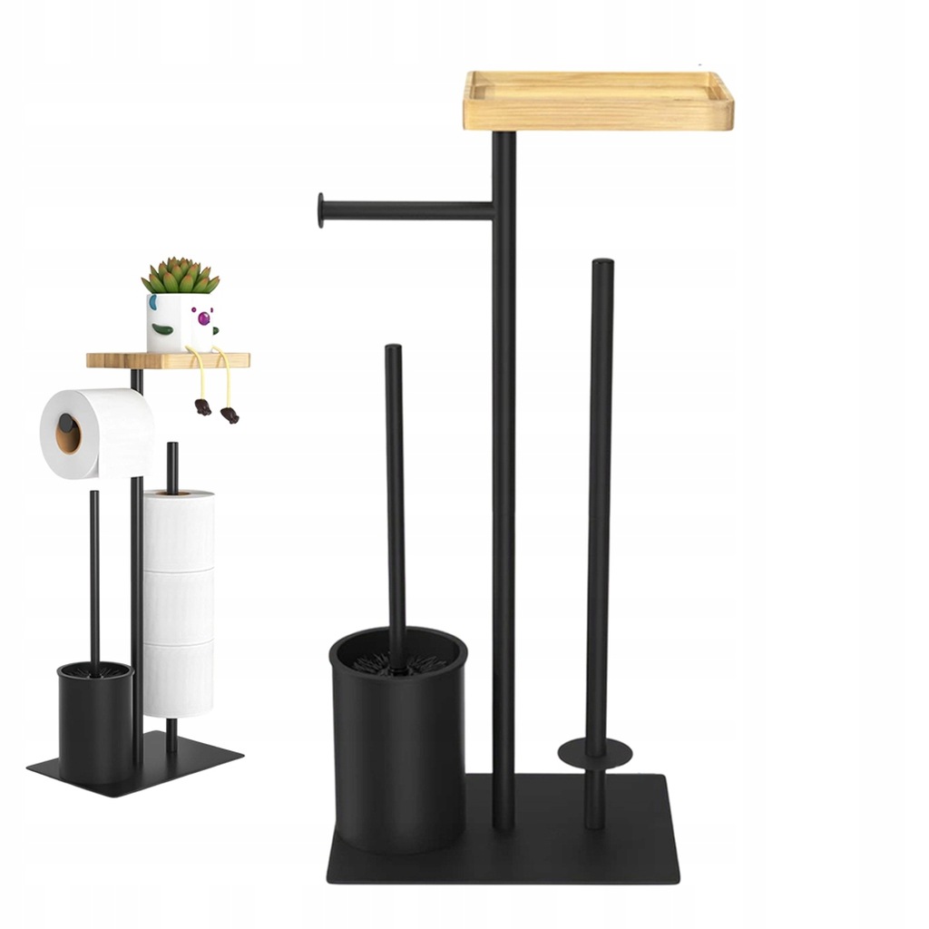 Stojan Na Toaletní Papír S Poličkou Na Telefon Černý Wc Kartáč