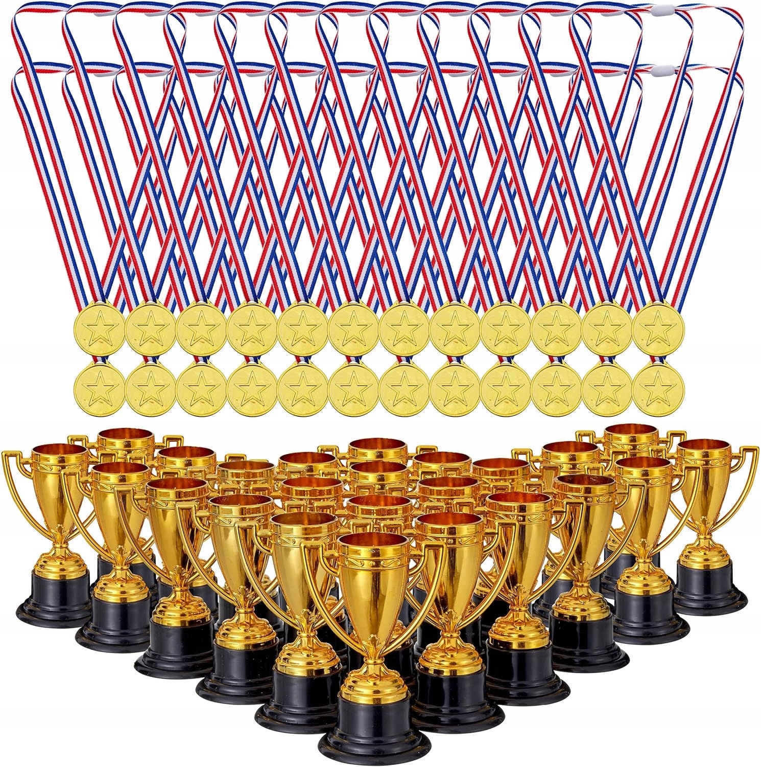 Zestaw Złotych Mini 12 medali i 12 pucharów dla dzieci The Twiddlers