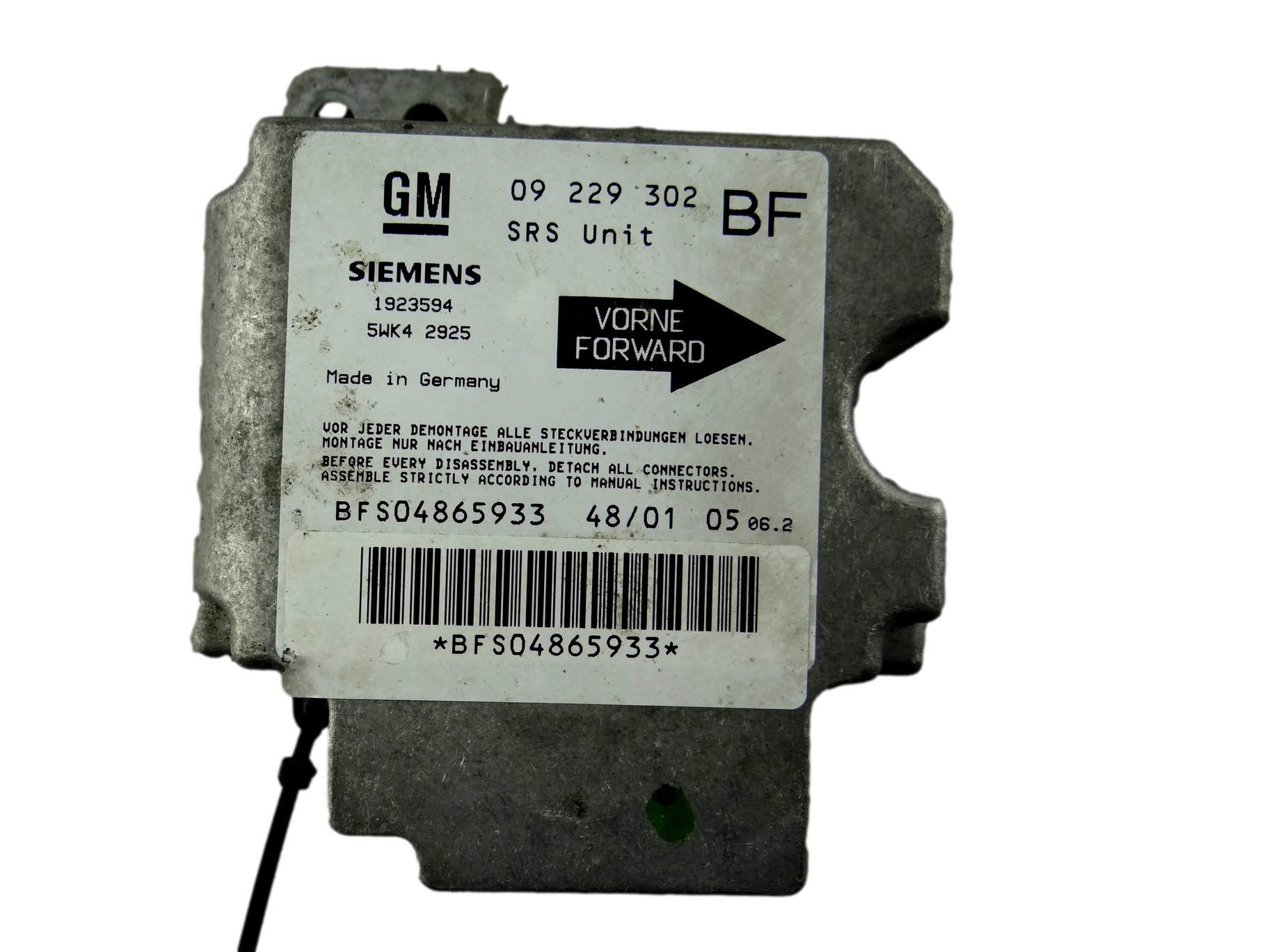 module SENSOR airbag OPEL ASTRA G 09 229 302