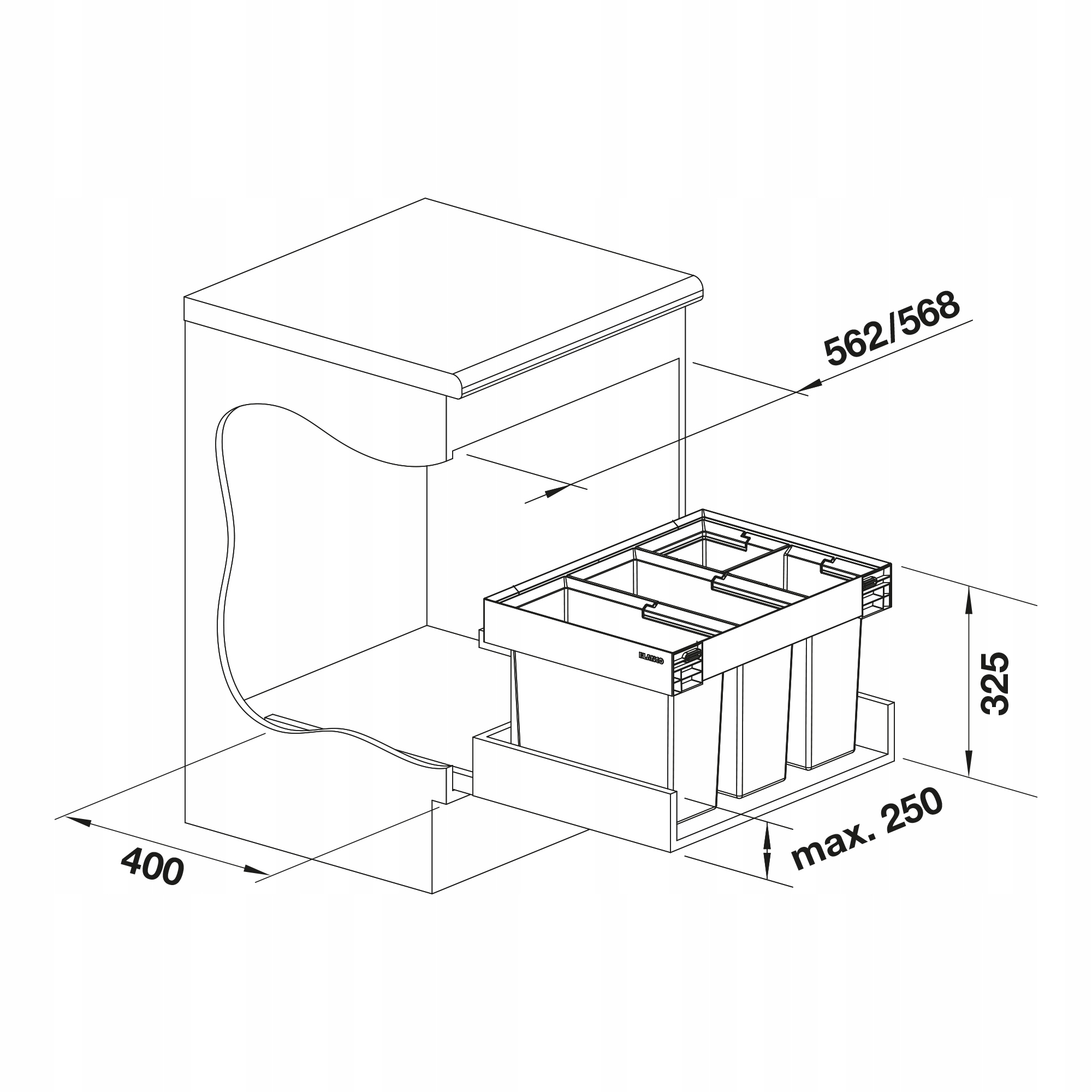 KOSZ SORTOWNIK NA ŚMIECI DO SZUFLADY 42L BLANCO FLEXON II Low Rodzaj kosz