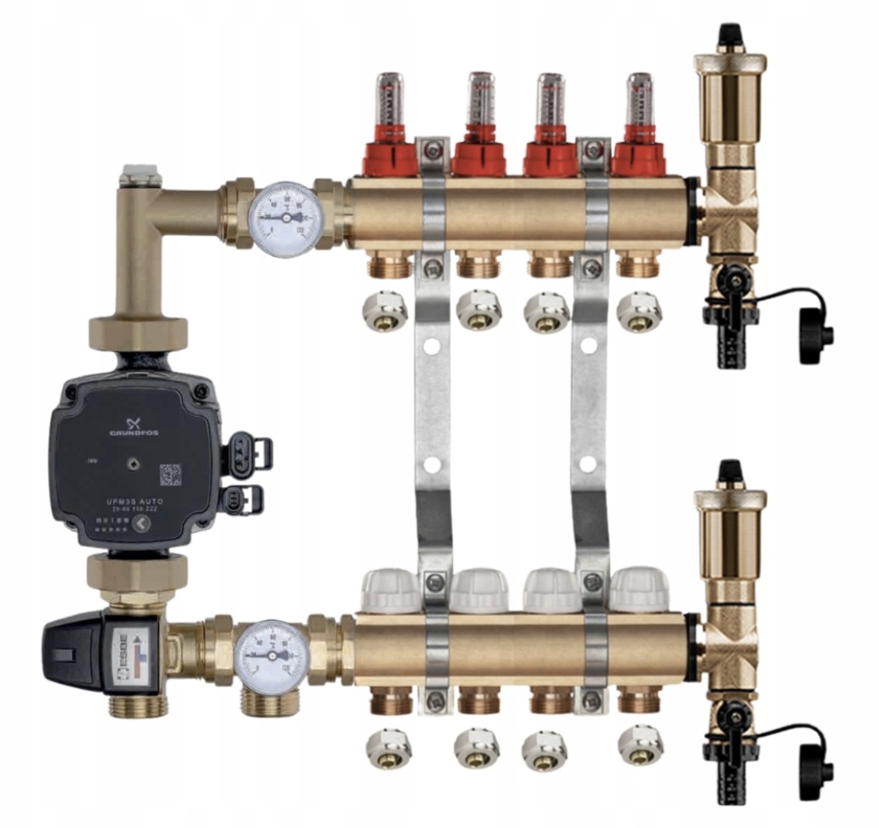 Mosazný Rozdělovač Podlahovky 4 Čerpací Skupina Grundfos Pexové Spojky