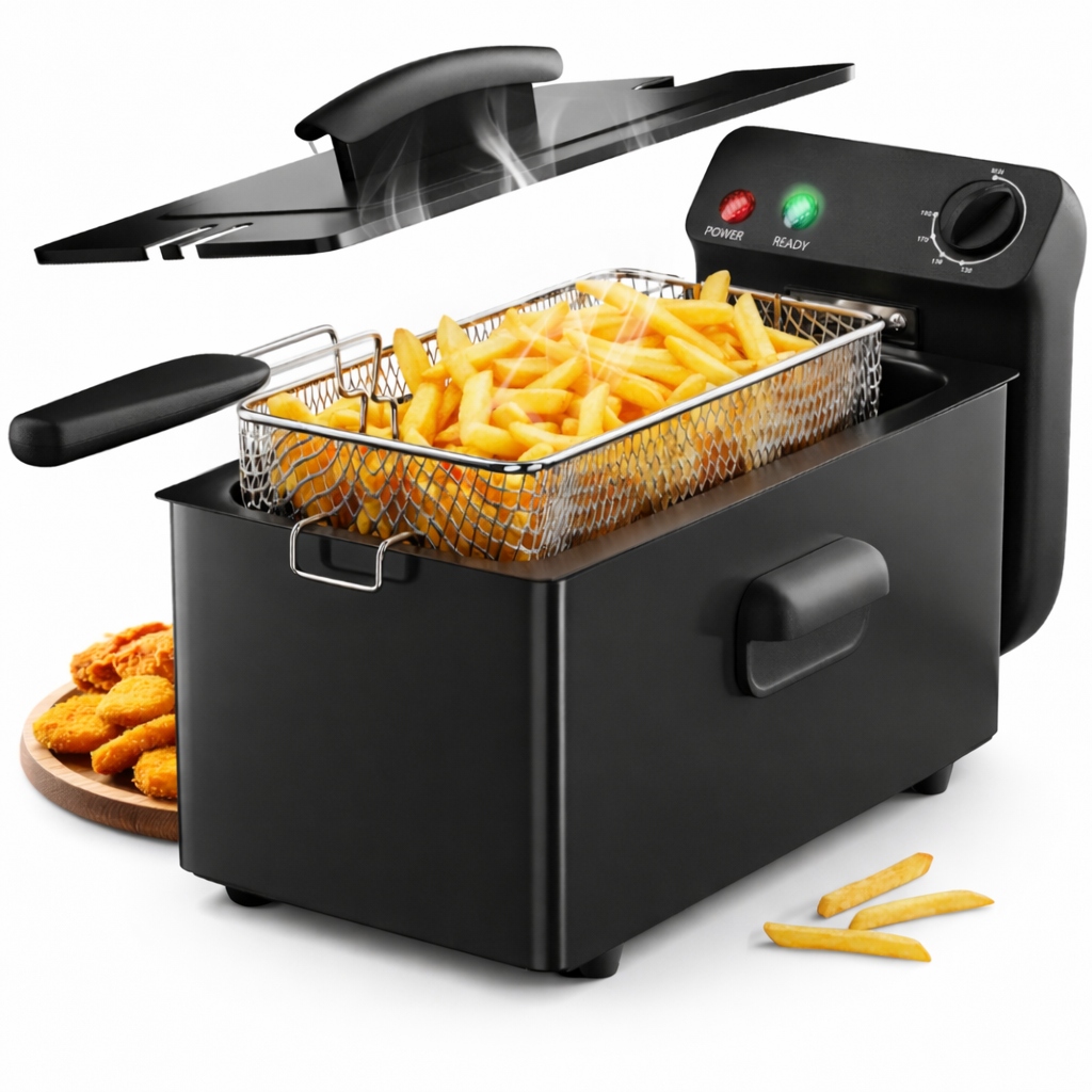 Frytkownica Olejowa Tradycyjna na Olej 2000W mocna 3L Frytownica Termostat