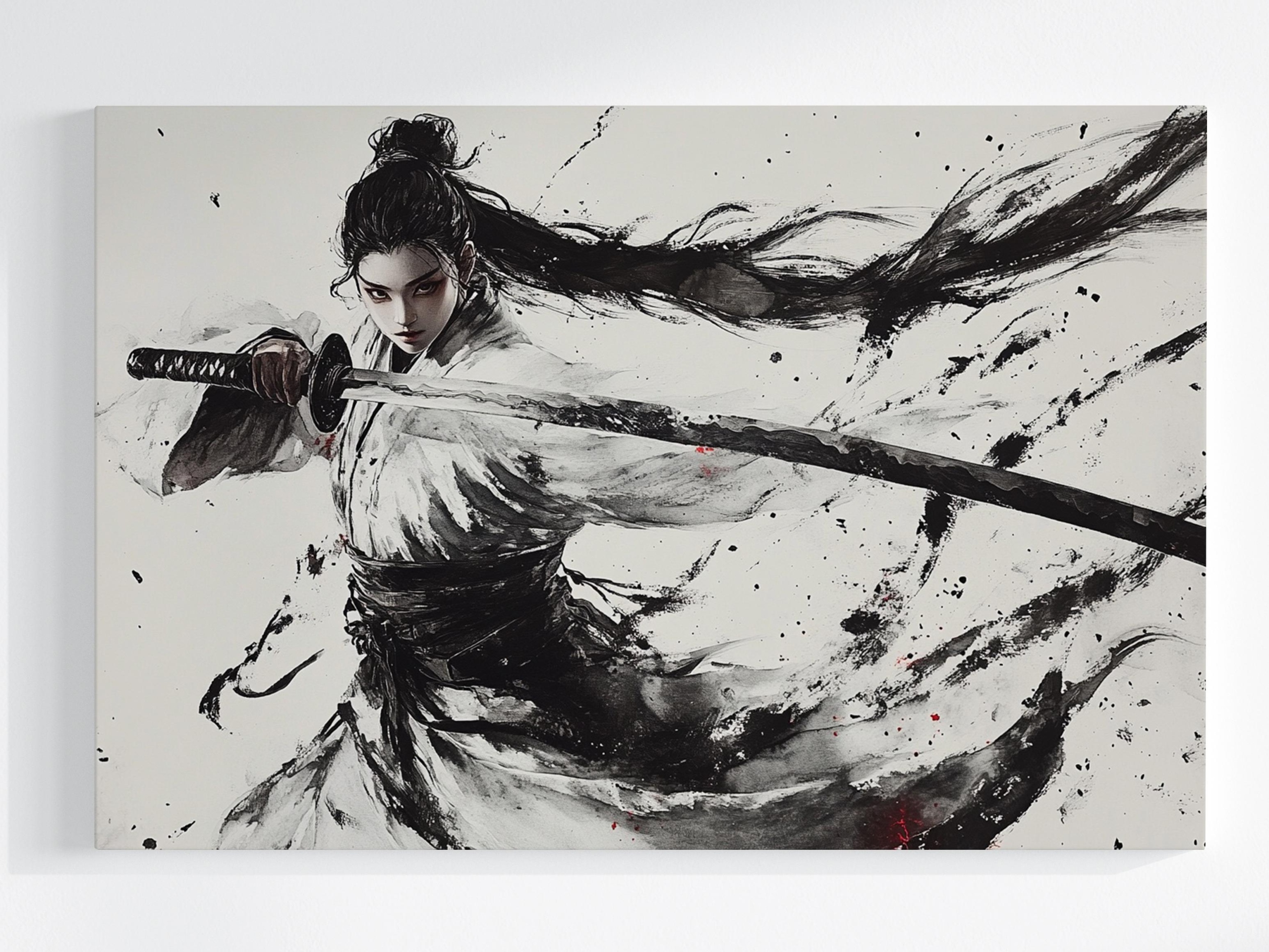 Obraz Na Plátně Canvas Japonsko Asie Žena Bojovnice Katana 120x80