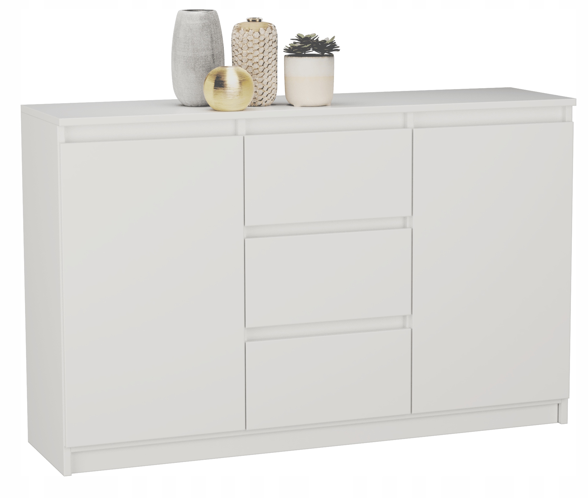 

Duża Komoda 3 Szuflady plus 2 Szafki 120cm Biała
