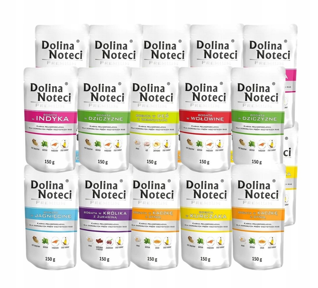 Levně Vlhké krmivo pro psy Dolina Noteci Premium mix chutí 20 x 150 g Bez Ryb