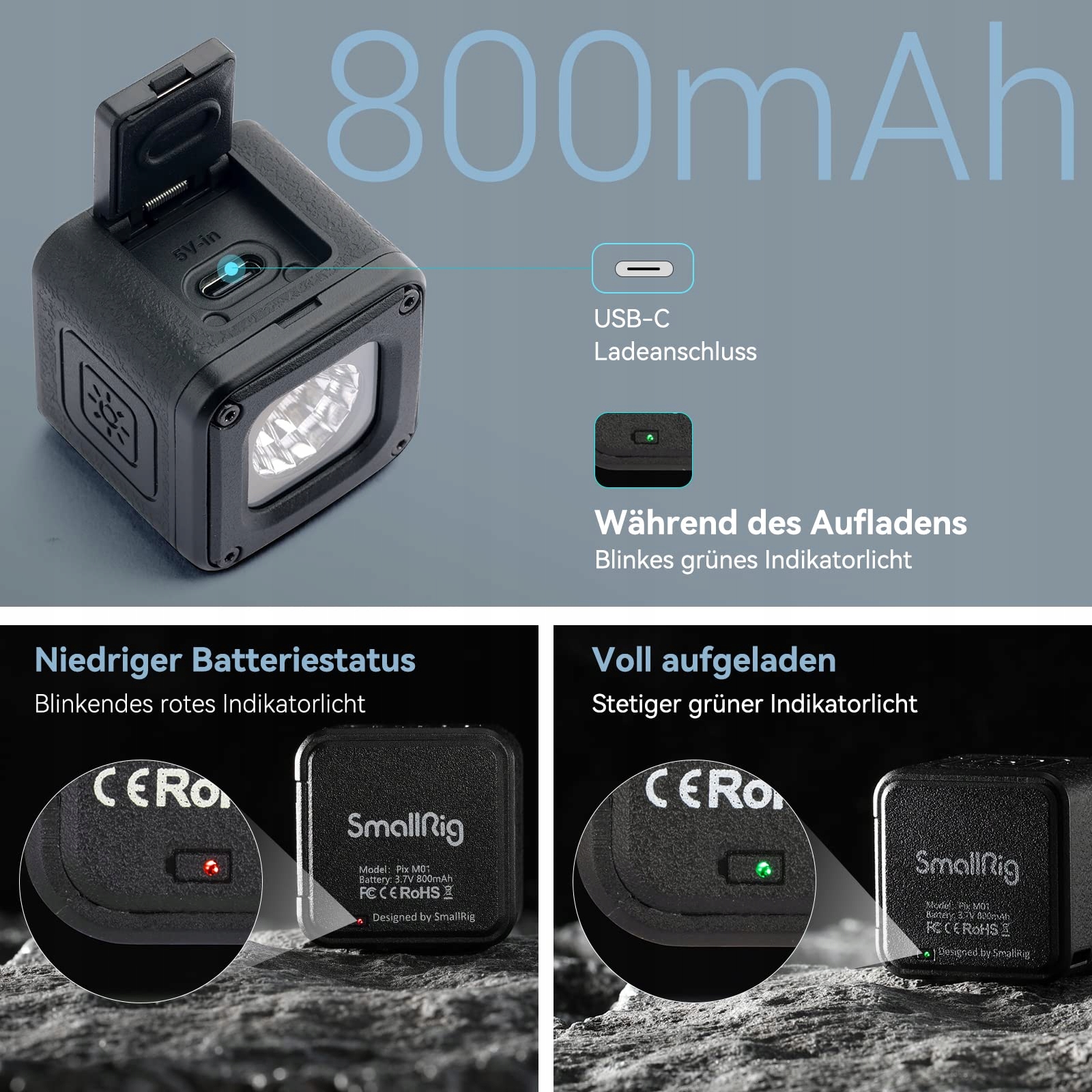 SMALLRIG Mini Lampa LED Wodoodporna Z 8 Filtrami Do Smartfona Vloga DSLR — miniatura 3