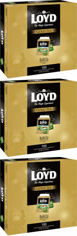 Herbata czarna w kopertach Loyd Horeca Gold Tea 100szt x3