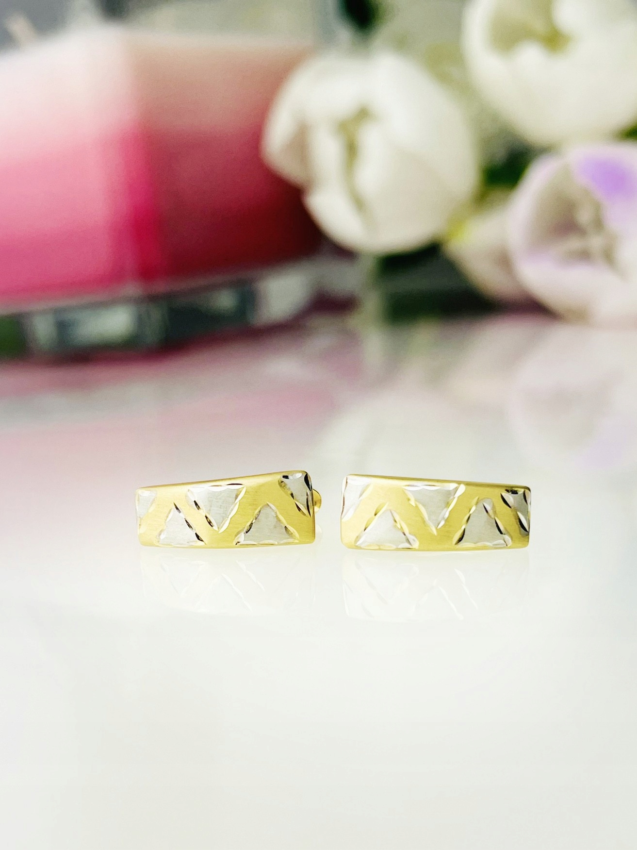 Zlaté náušnice frézované náušnice