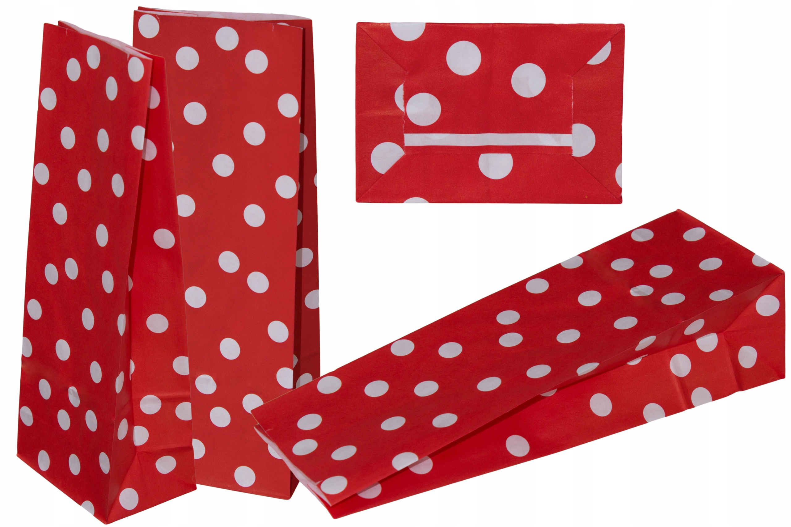 

Torby papierowe Klockowe w Groszki czerwone Eko