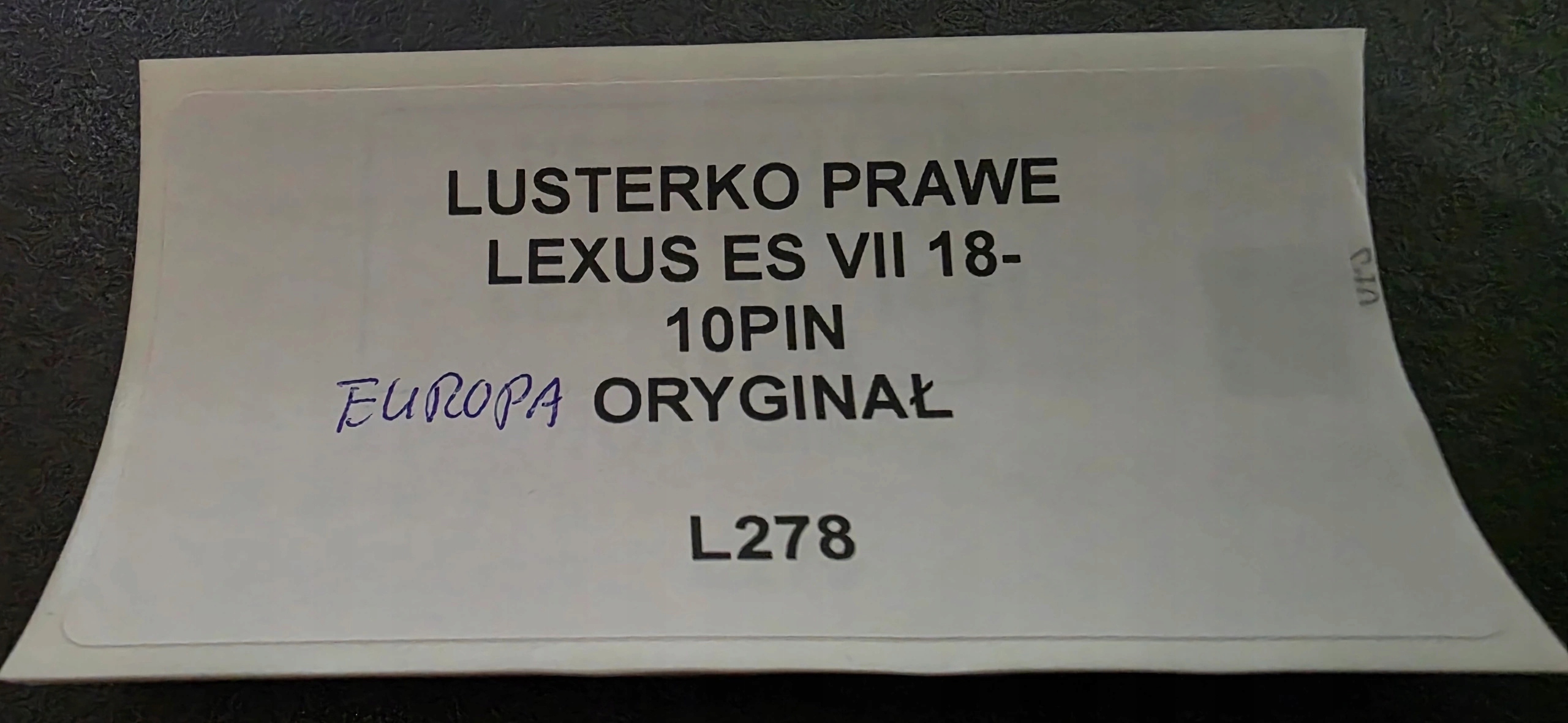 mirror right LEXUS ES VII 18- 1O PIN EUROPA original