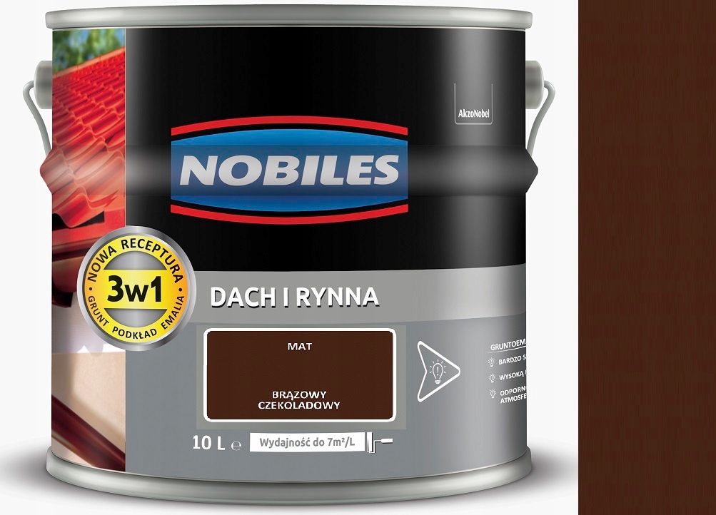Nobiles Farba Dach I Rynna Brąz Czekoladowy 10L