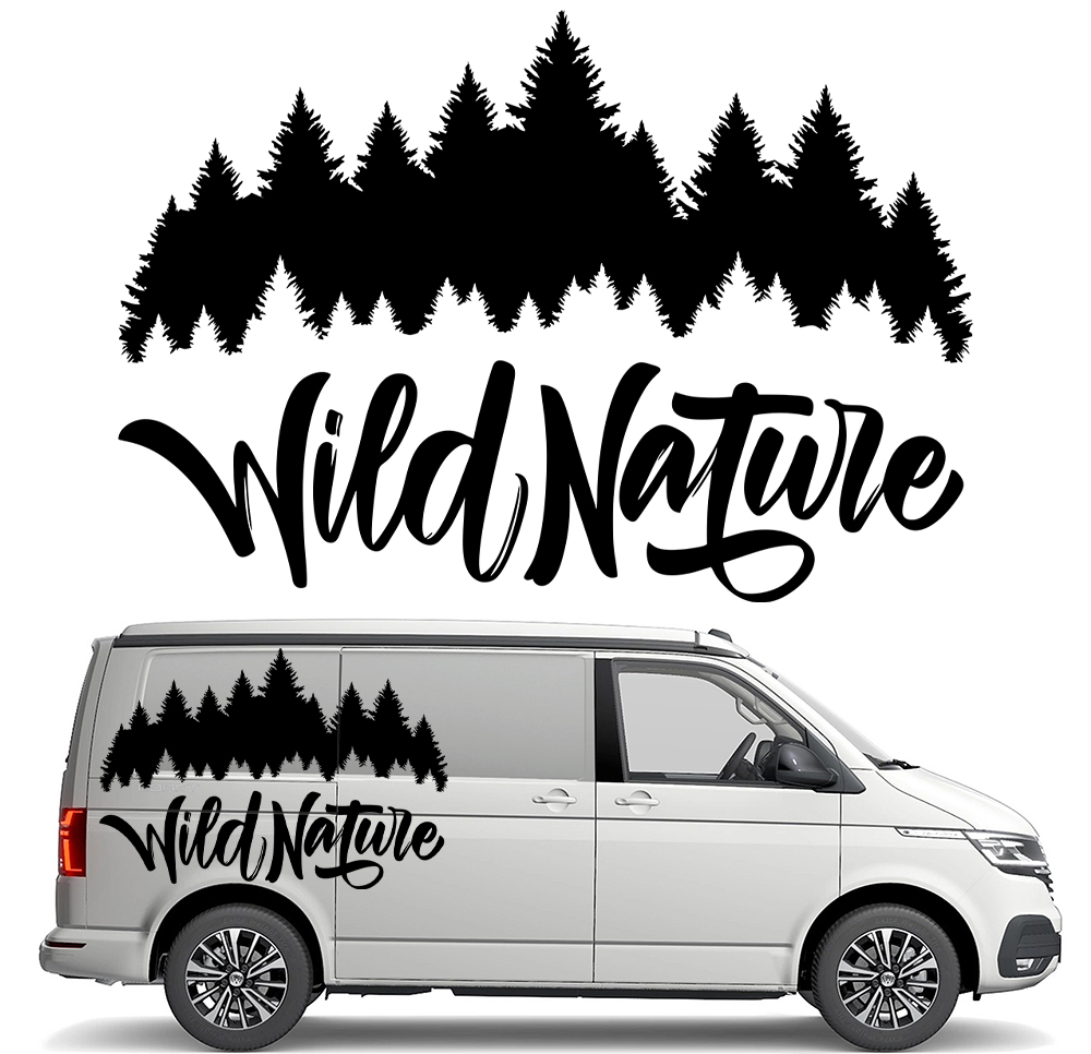 Nálepka Grafika na karavan Přívěs Auto Wild Nature Las Natura 90x130