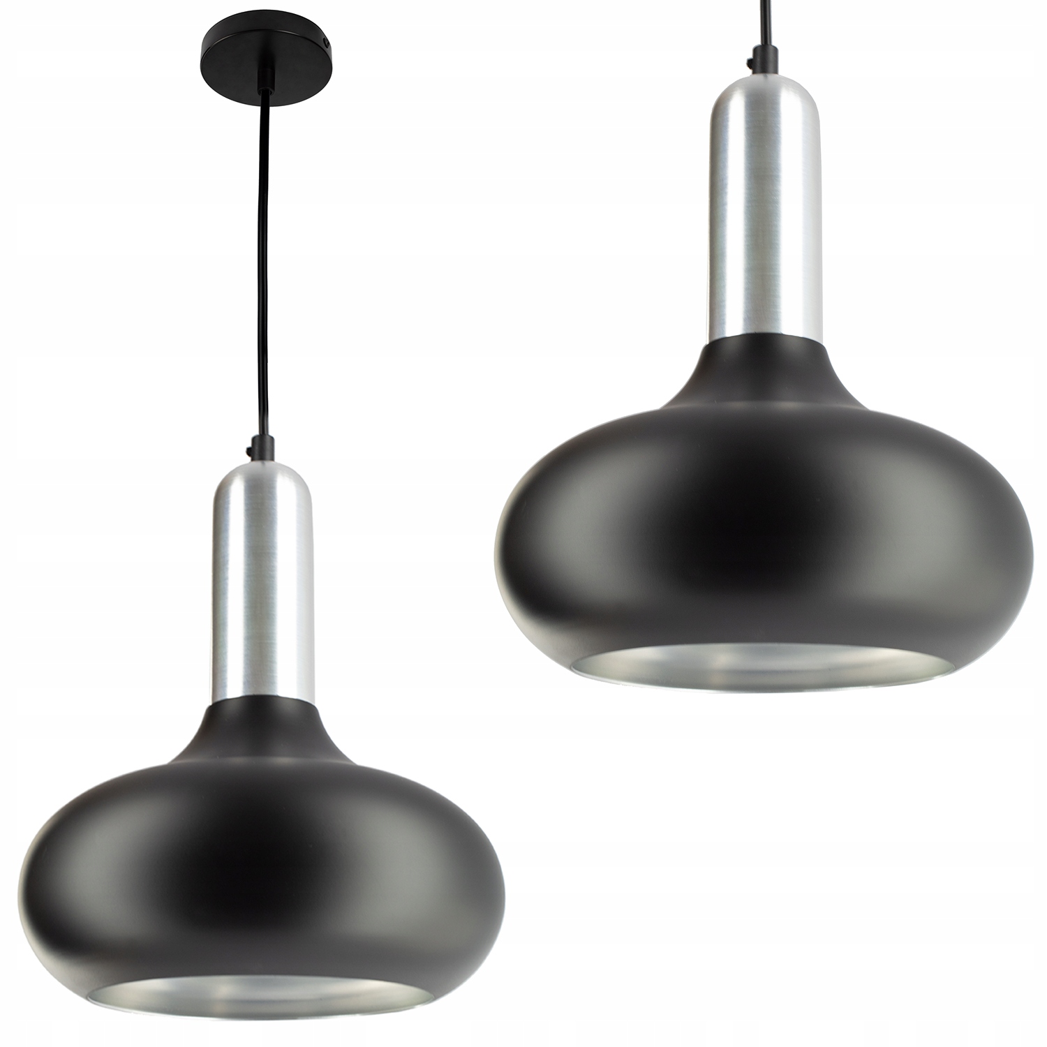 

Lampa sufitowa wisząca Retro Loft Czarna-srebrna