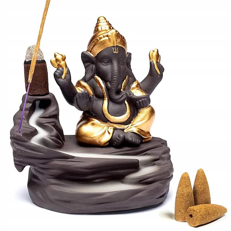 Keramická podložka na kadidlo a palác Santo Ganesh Průtok kouře Vodopád