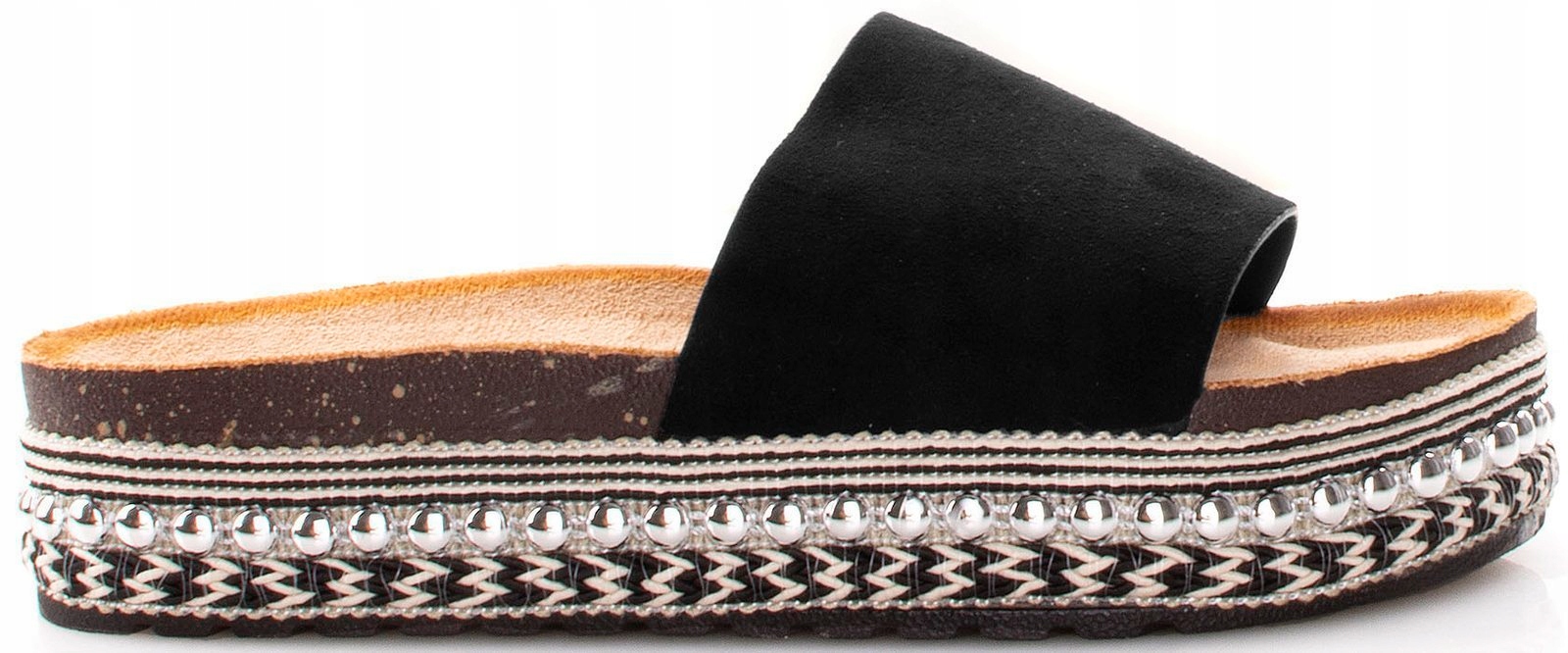 

5479 Czarne Klapki Espadryle Gruba Podeszwa 36