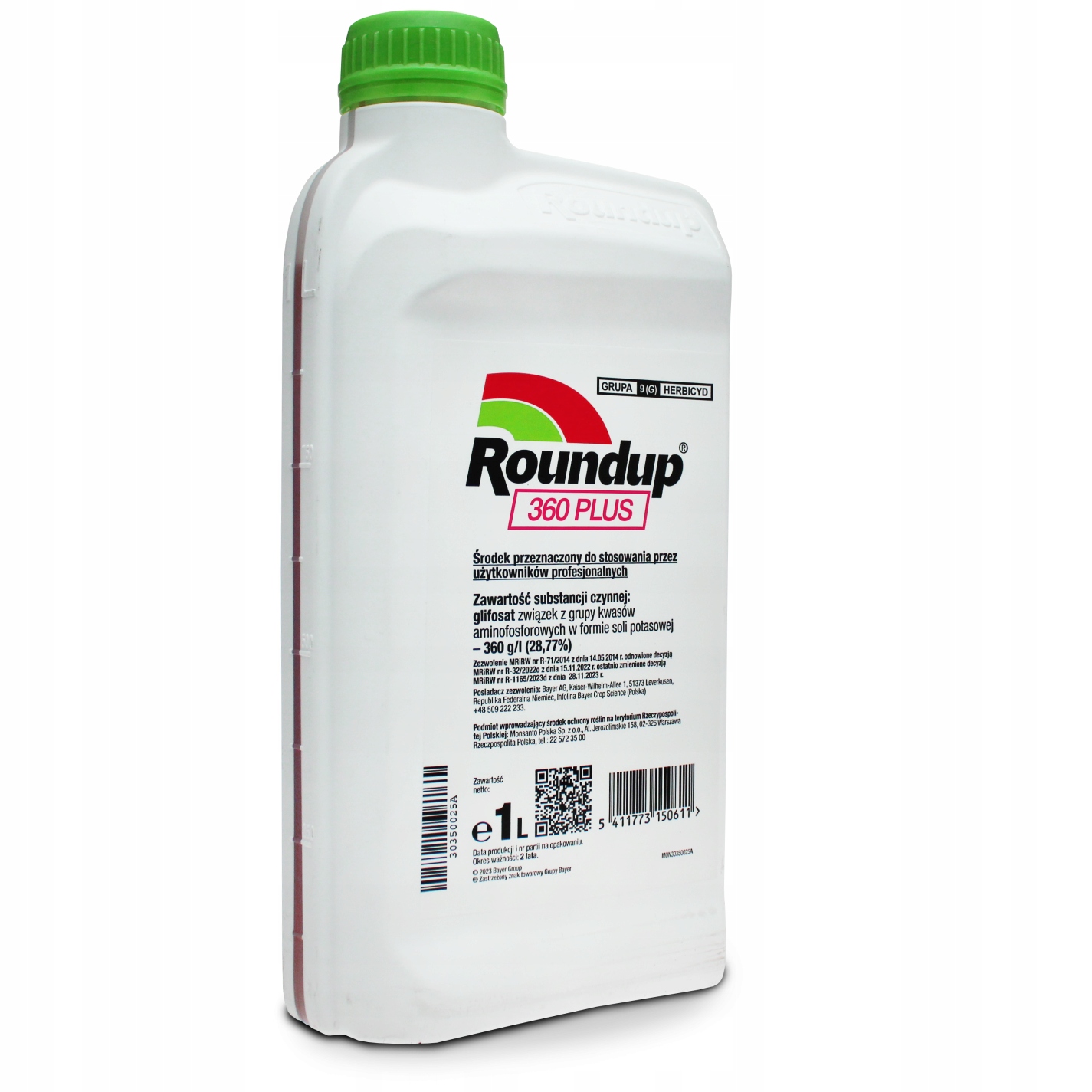 ROUNDUP 360 PLUS 1L RANDAP ŚRODEK OPRYSK CHWASTOBÓJCZY NA WSZYSTKIE CHWASTY Forma płyn