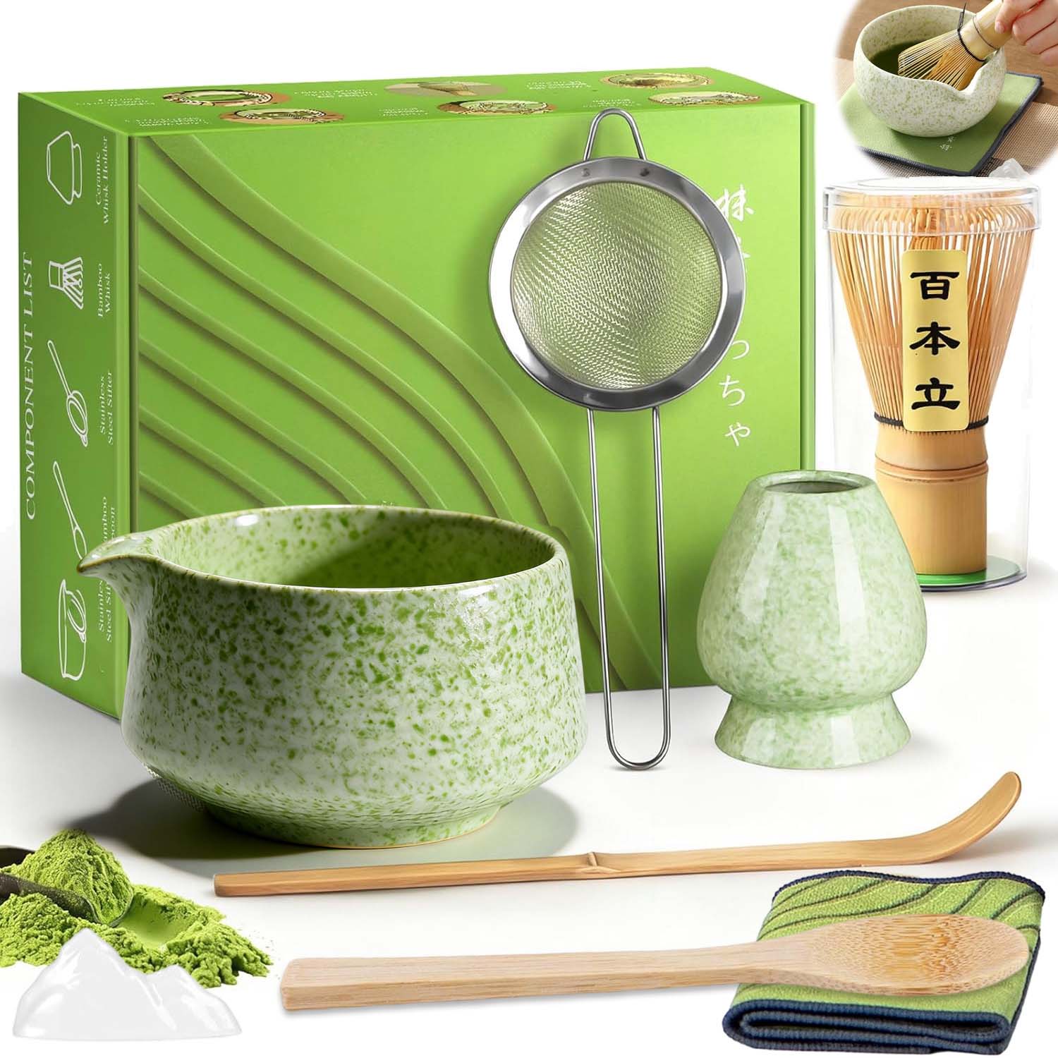 Zestaw Do Matchy 8W1 Ceramiczny Czarka Miotełka Łyżeczka Do Herbaty Matcha