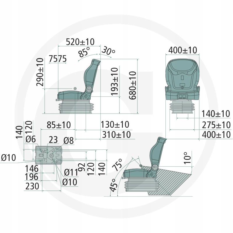 240920218 - УДОБНОЕ ПНЕВМАТИЧЕСКОЕ СИДЕНЬЕ ОПЕРАТОРА / ГРАНИТ