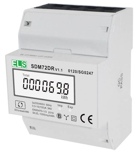 Licznik energii 3-fazowy 100A 4-mod z resetem MID