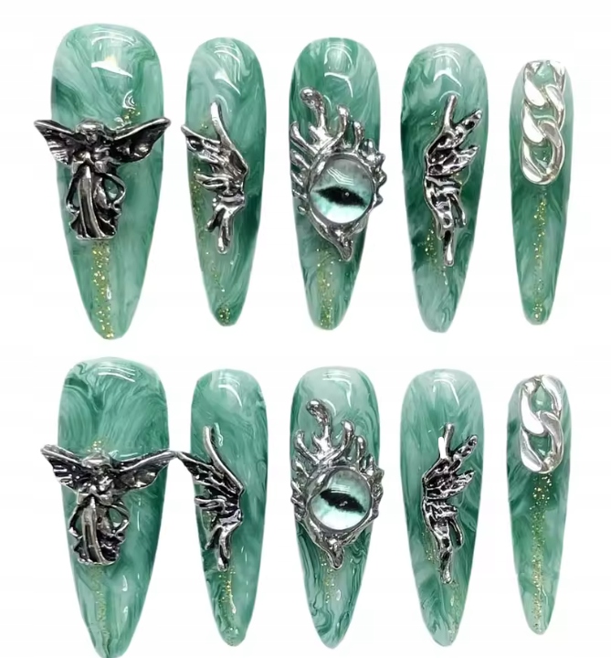 Press On Nails Umělé nehty Tipy na opakované použití 3D, S