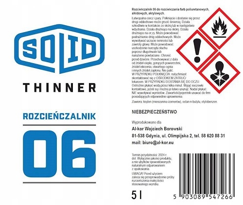Rozcieńczalnik, rozpuszczalnik 06 Solid Thinner 500ml EAN (GTIN) 5903089547273