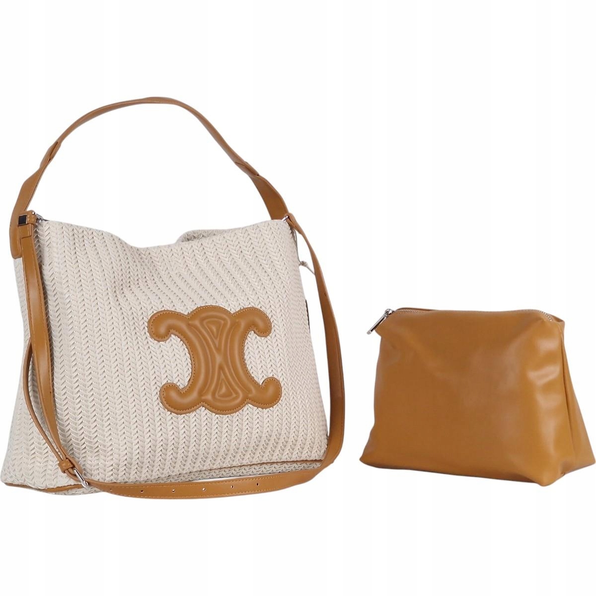 Massimo Contti klasická plážová taška, pletená, béžová, hnědá