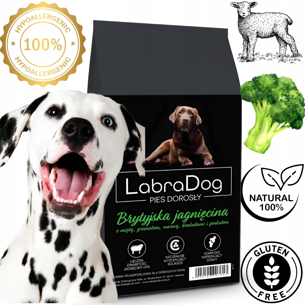 Levně LabraDog Superfood Britské jehněčí maso 65% s mátou Hypoalergenní 12 kg