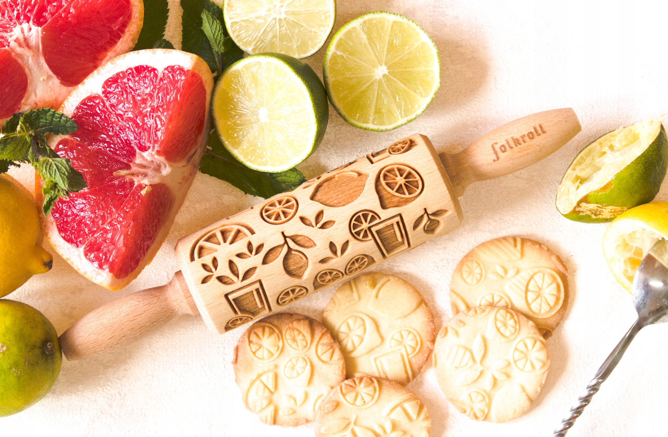 Wałek grawerowany wzór CYTRYNKI, junior Marka Folkroll