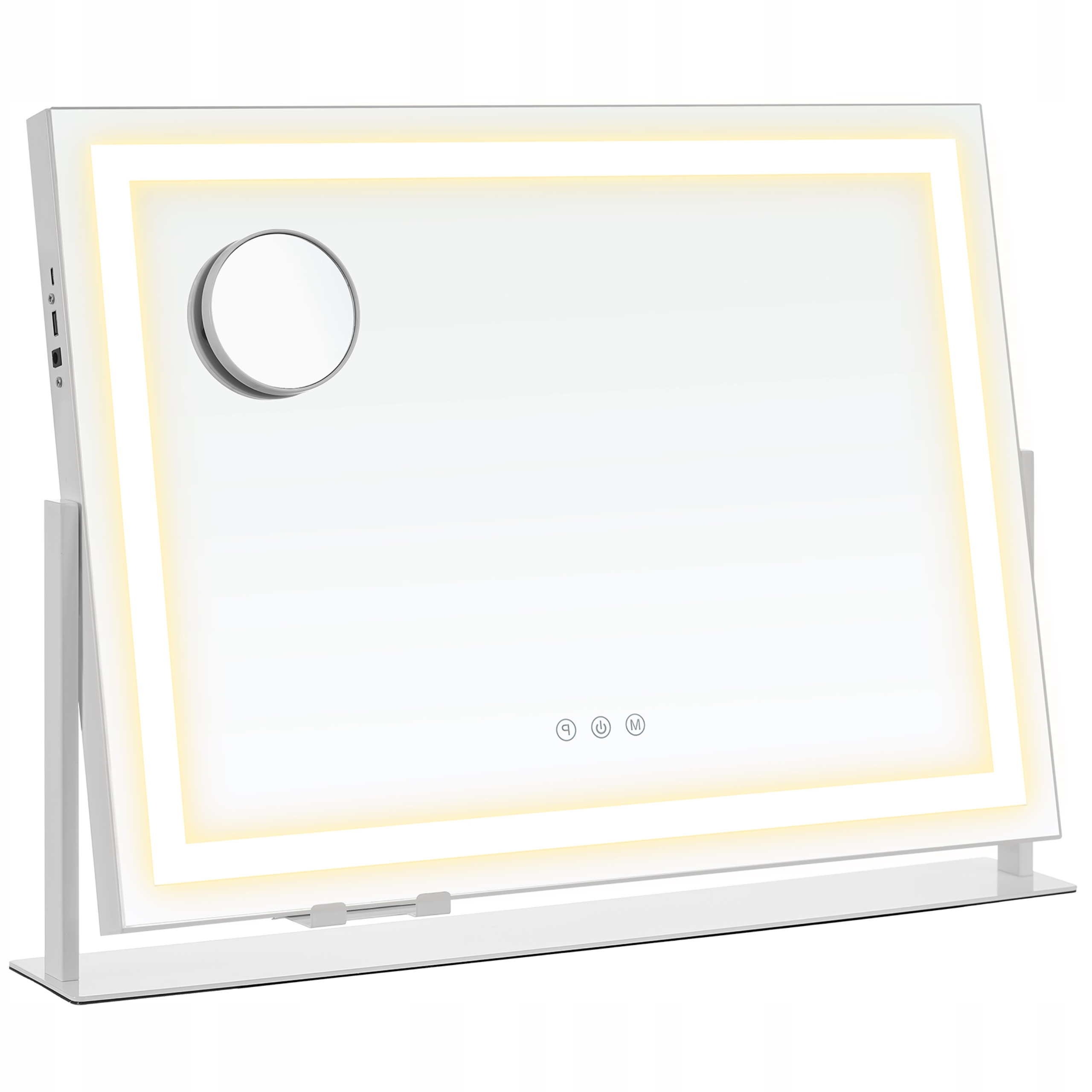 Led zrkadlo na toaletu, kozmetické, podsvietené, Stojace, biele s nabíjačkou