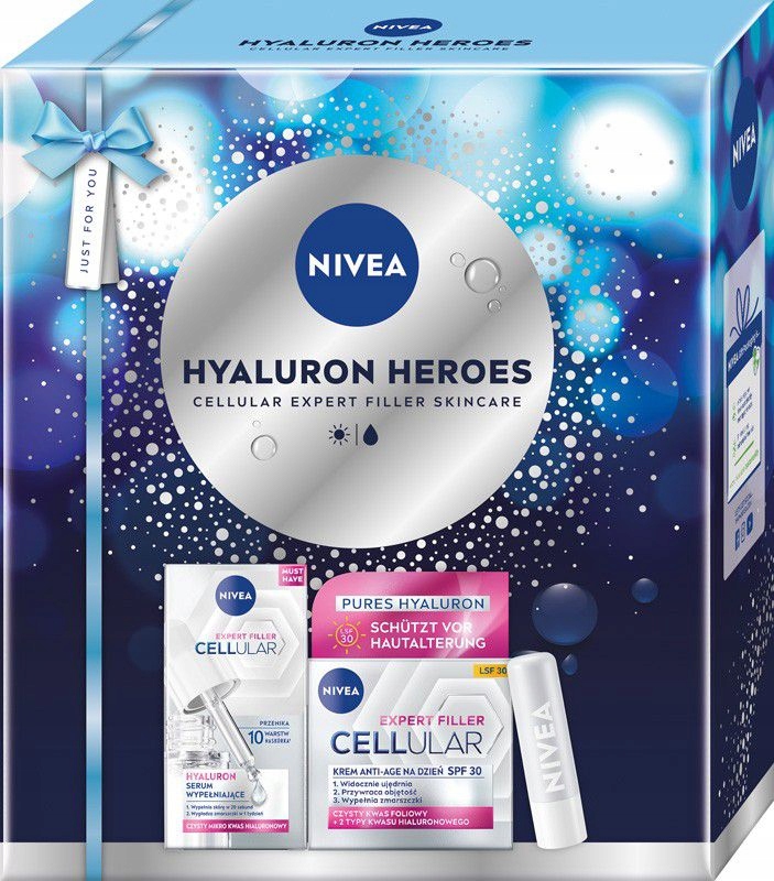 Nivea Dárková Sada Pro Dámy Hyaluron Heroes (sérum 15 ML Balzám Na Rty Kr