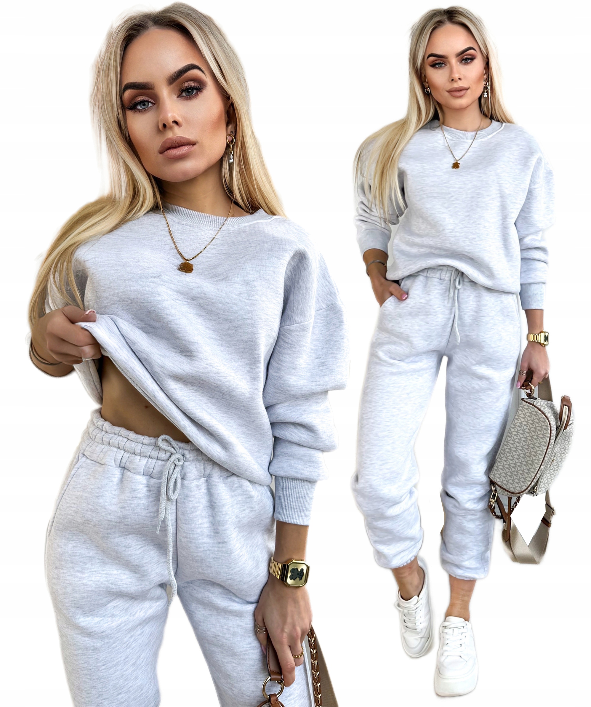 Dres damski Komplet Dresowy gruba miękka klasyczna bluza spodnie