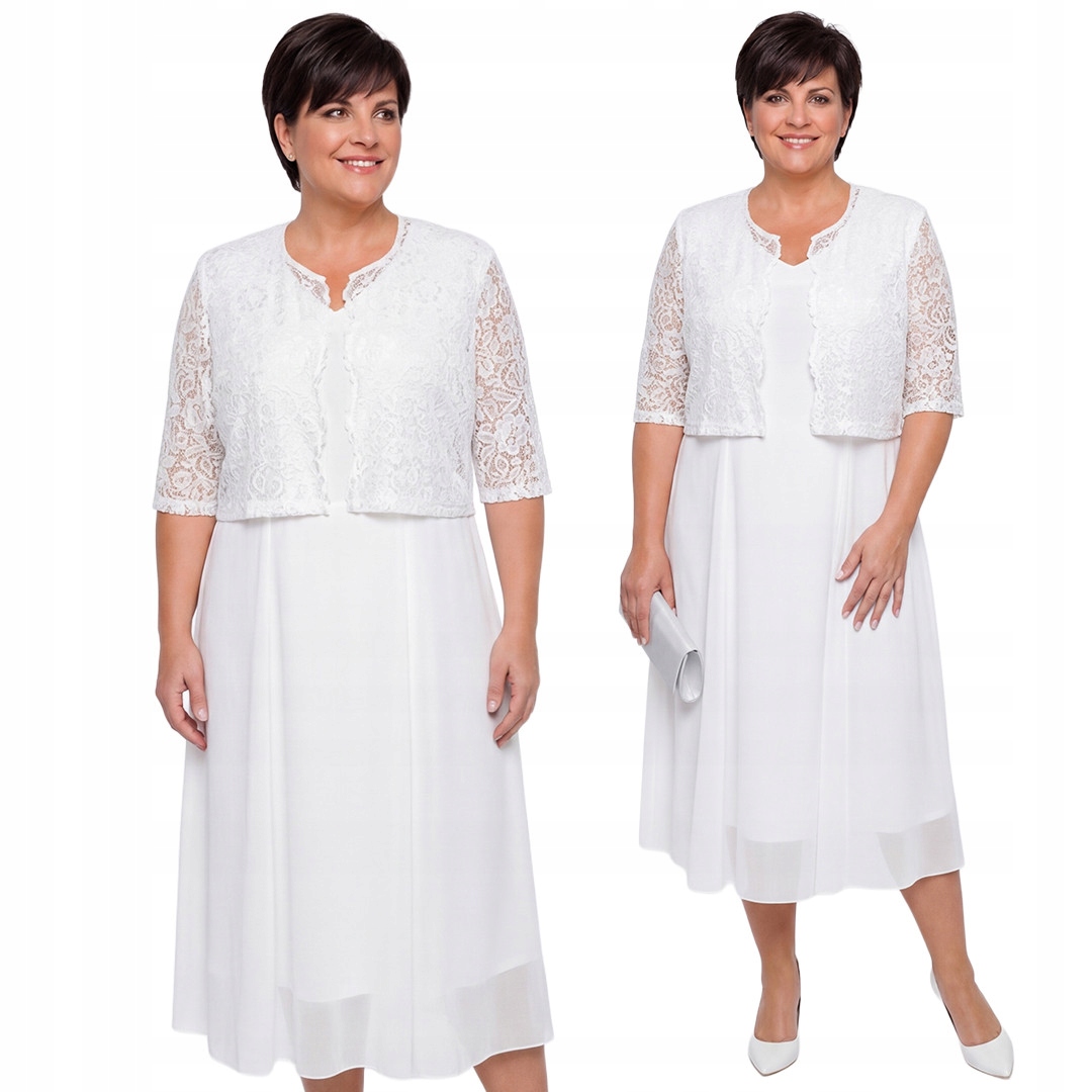 Bílá šaty s přehozem plus size velikost 56