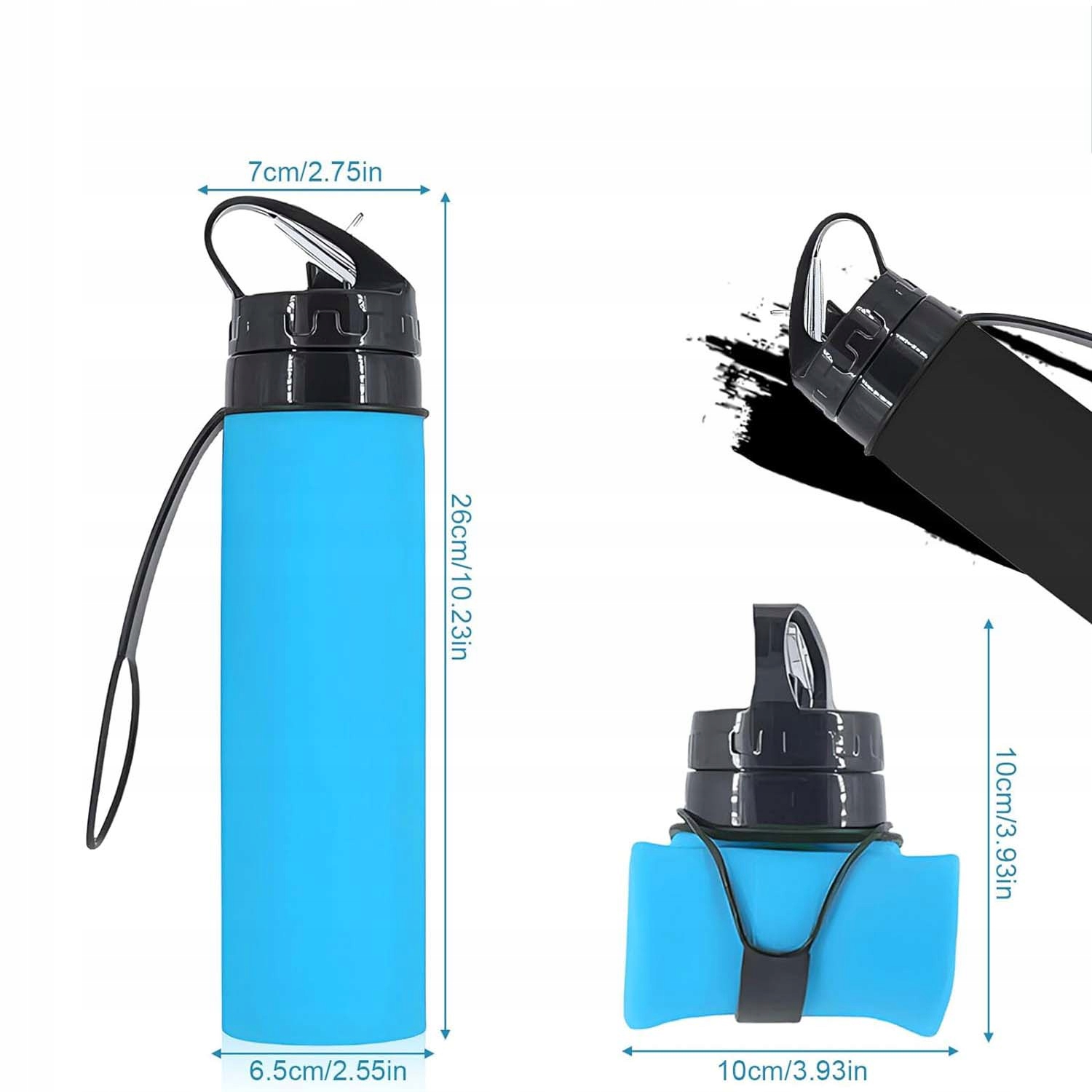 2X SKŁADANA SILIKONOWA LEKKI BUTELKA NA WODĘ 600ML Model Foldable Bottles