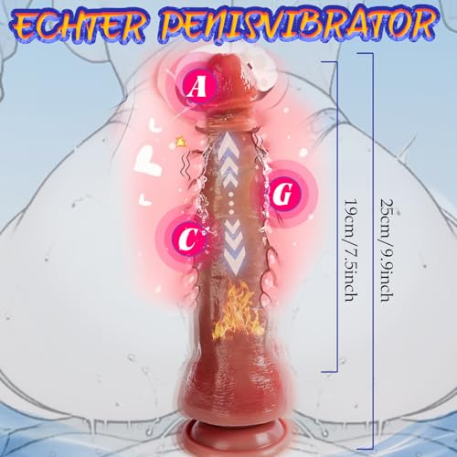 GROß Wibrator Dildo XXL 25cm Dla Kobiet i Mężczyzn z Funkcją Teleskopową — miniatura 4