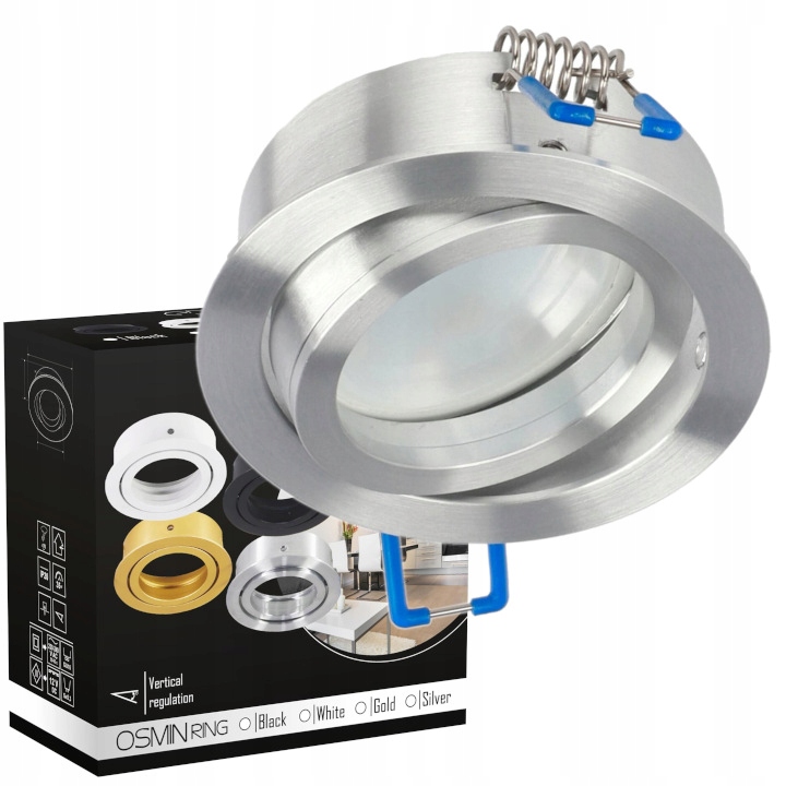 OPRAWA SUFITOWA PODTYNKOWA OKRĄG LED RUCHOMA GU10 SREBRNA EDO