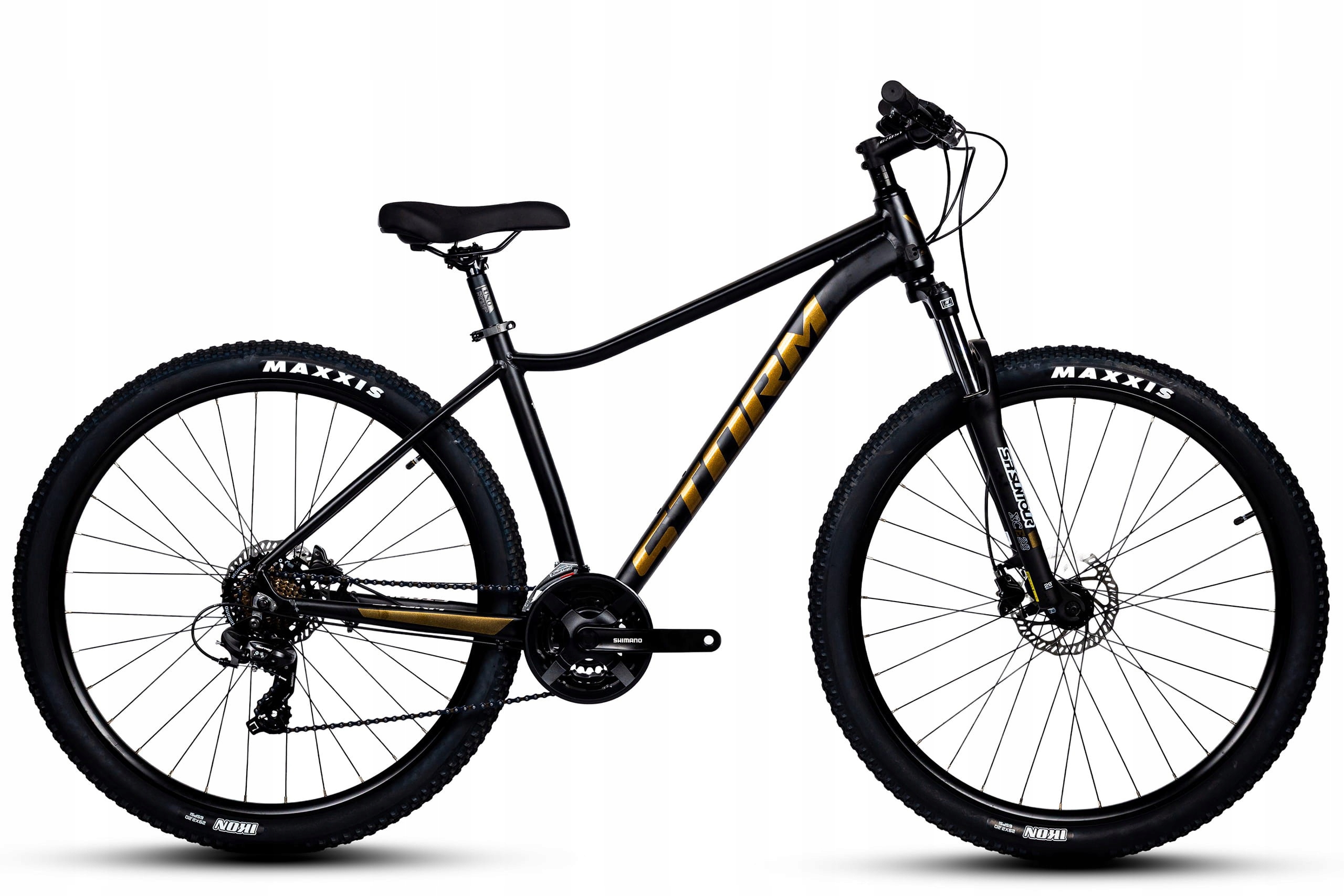 Rower 29 Storm Mtb Shark 2.0 M Tourney 3X7 2HD 19 Czarno Złoty Mat