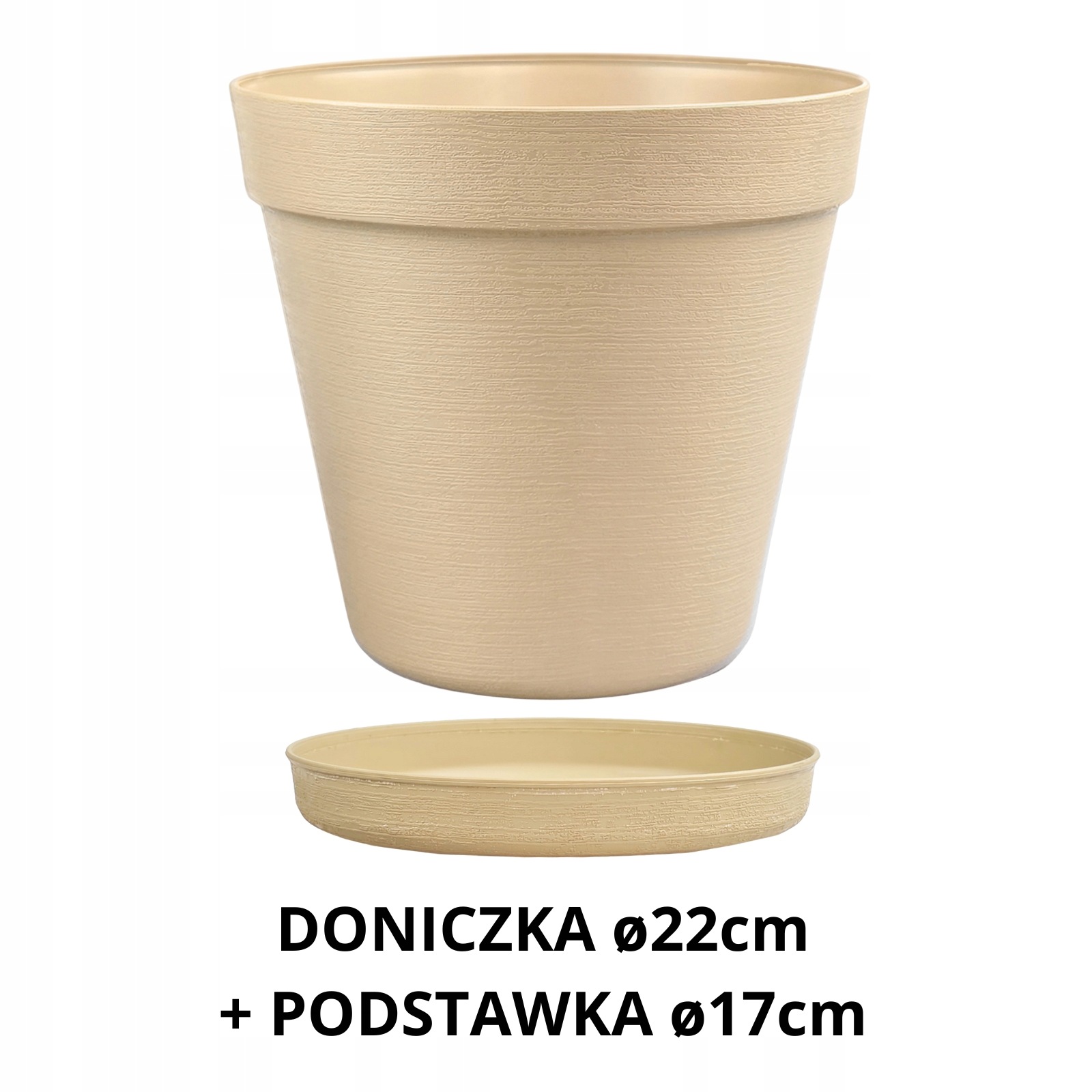 ZESTAW Doniczka 22cm + Podstawka 17cm, 4,85L Stylowy Zestaw EKO, LATTE