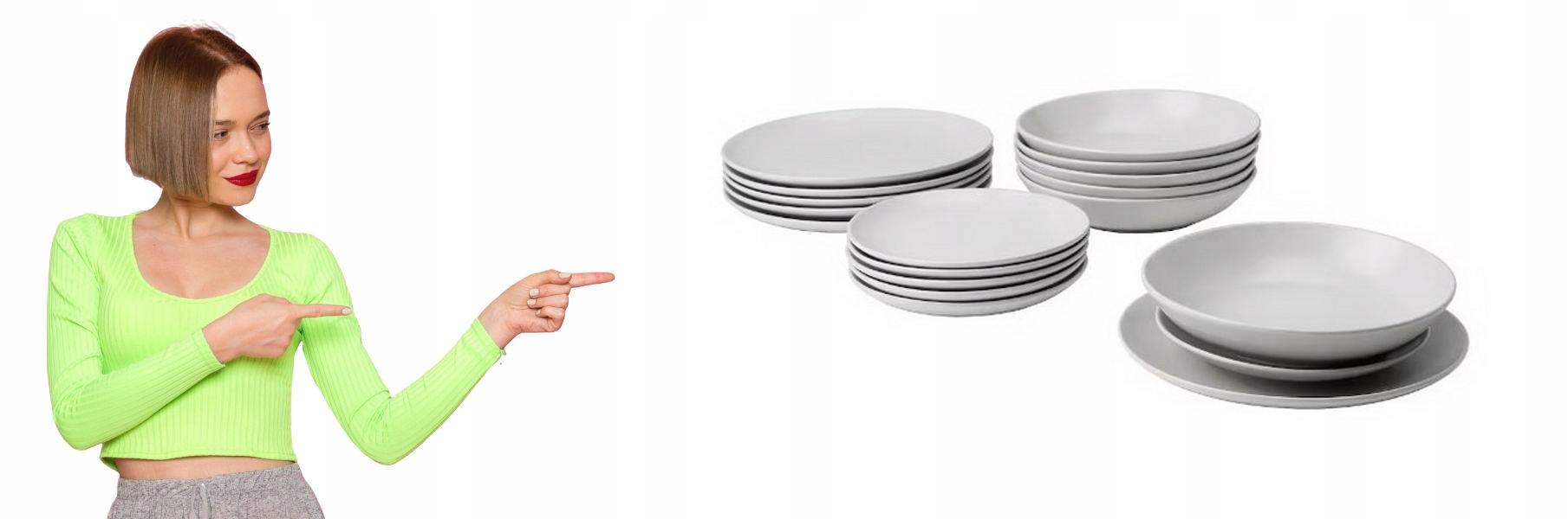 Jídelní servis Ikea Fargklar 18ks světle šedá