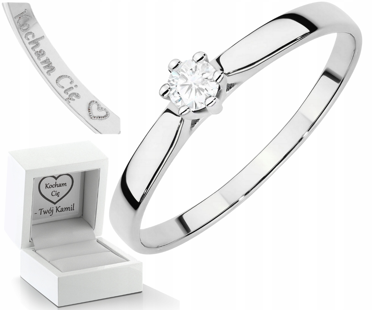 Bílé Zlato Prstýnek Laboratorní Diamant Gravírování Bonus 585 Dárek