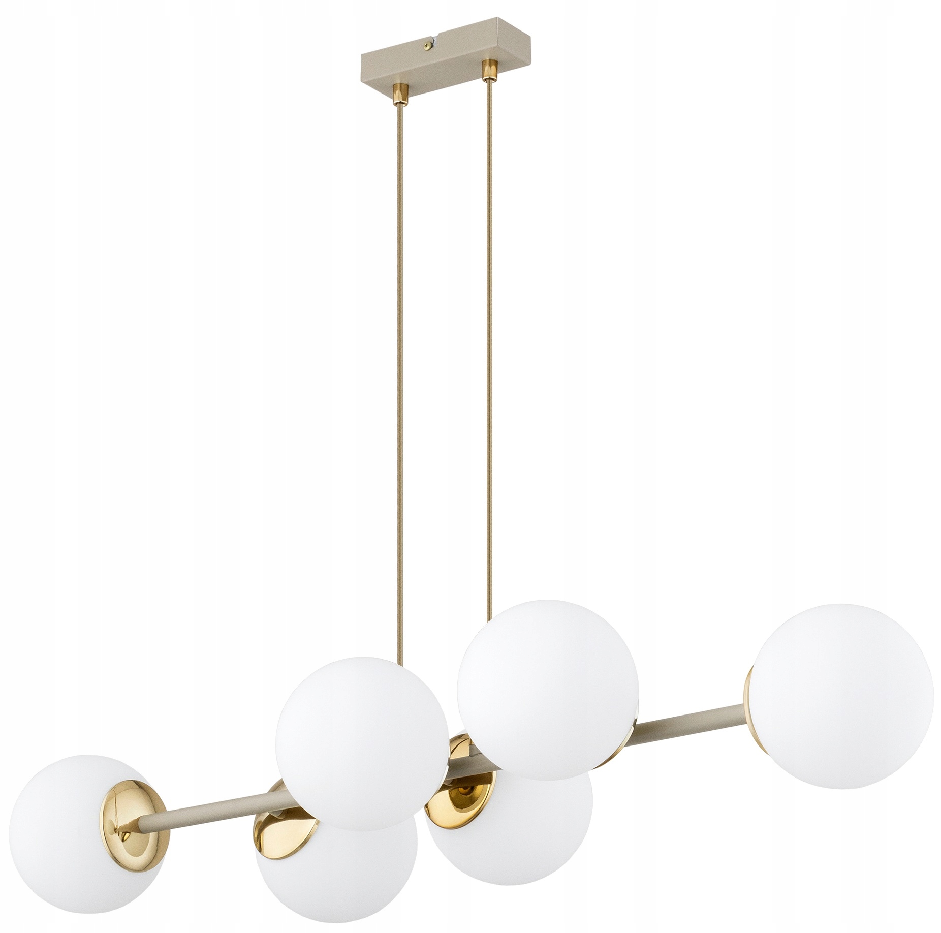 Lampa Wisząca Sufitowa Plafon Żyrandol Szklane Kule Milo Beżowy Ecru Złoty