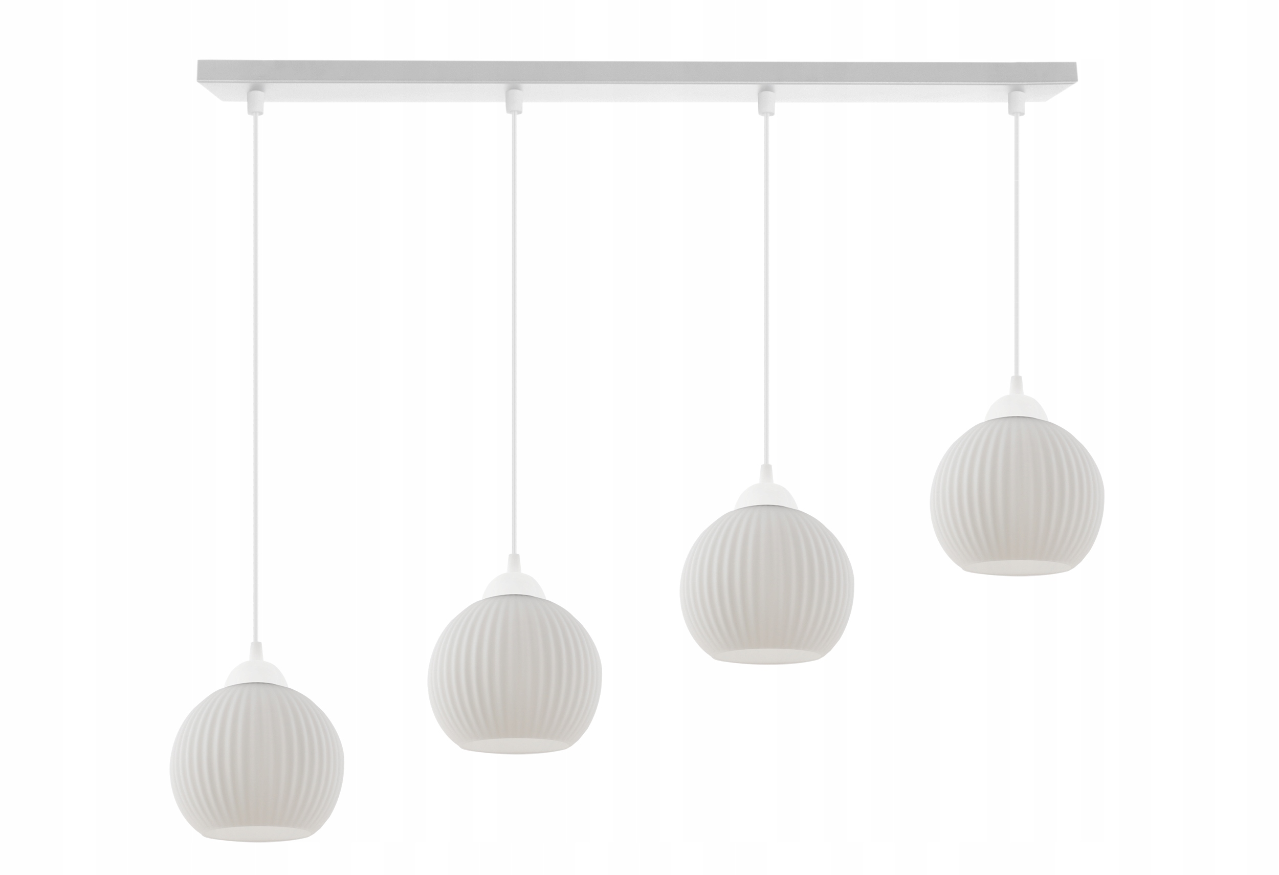 Stropná Lampa Závesný Luster Moderný Glamour Biele Ryhované Gule E27