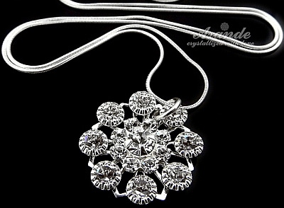 Nové Krystaly Náhrdelník Crystal Flow Lux Stříbro