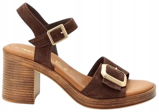 Dámské Elegantní Sandály Na Podpatku Hnědé Stylové Módní Tamaris 40