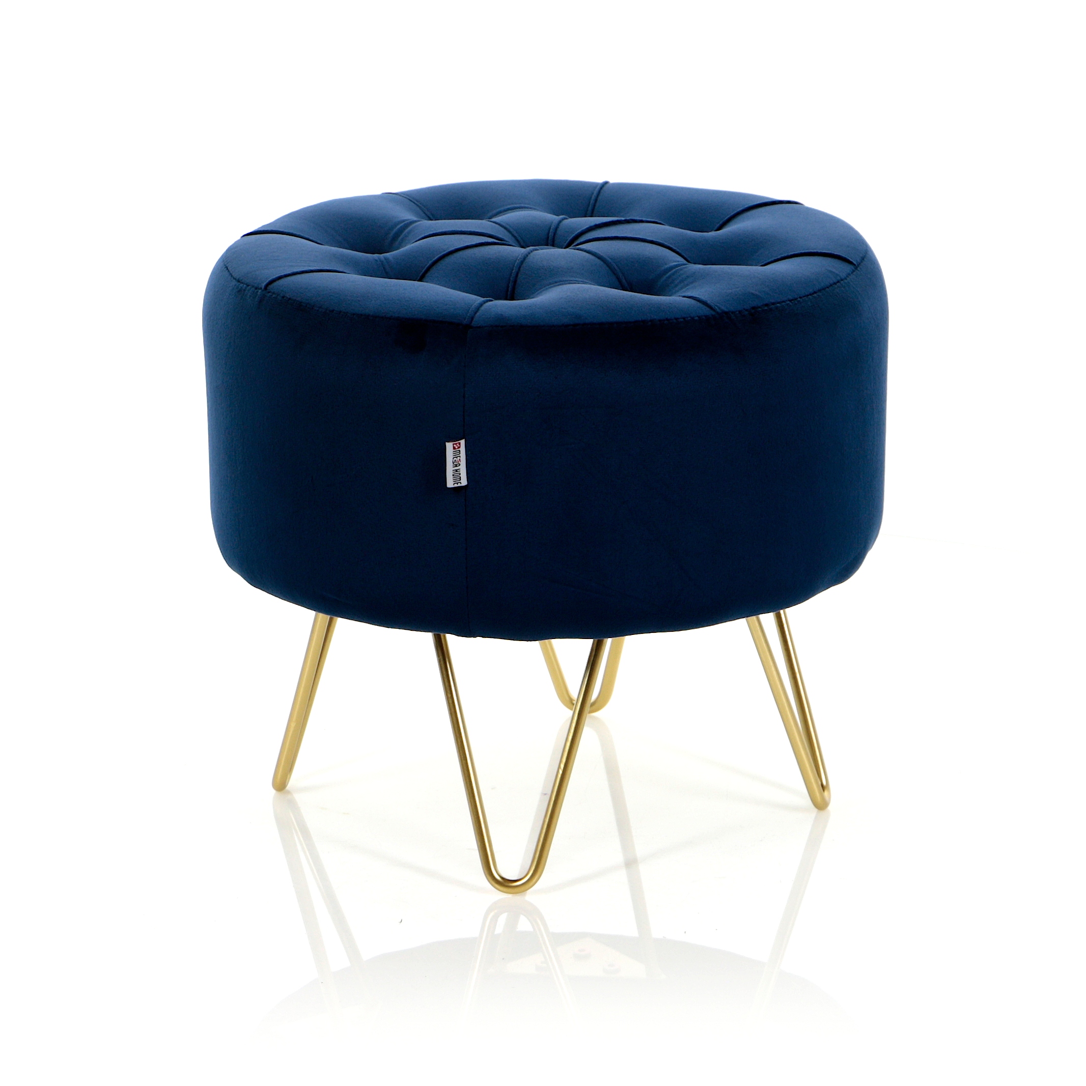 

Nowoczesna granatowa okrągła pufa siedzisko 38x33c