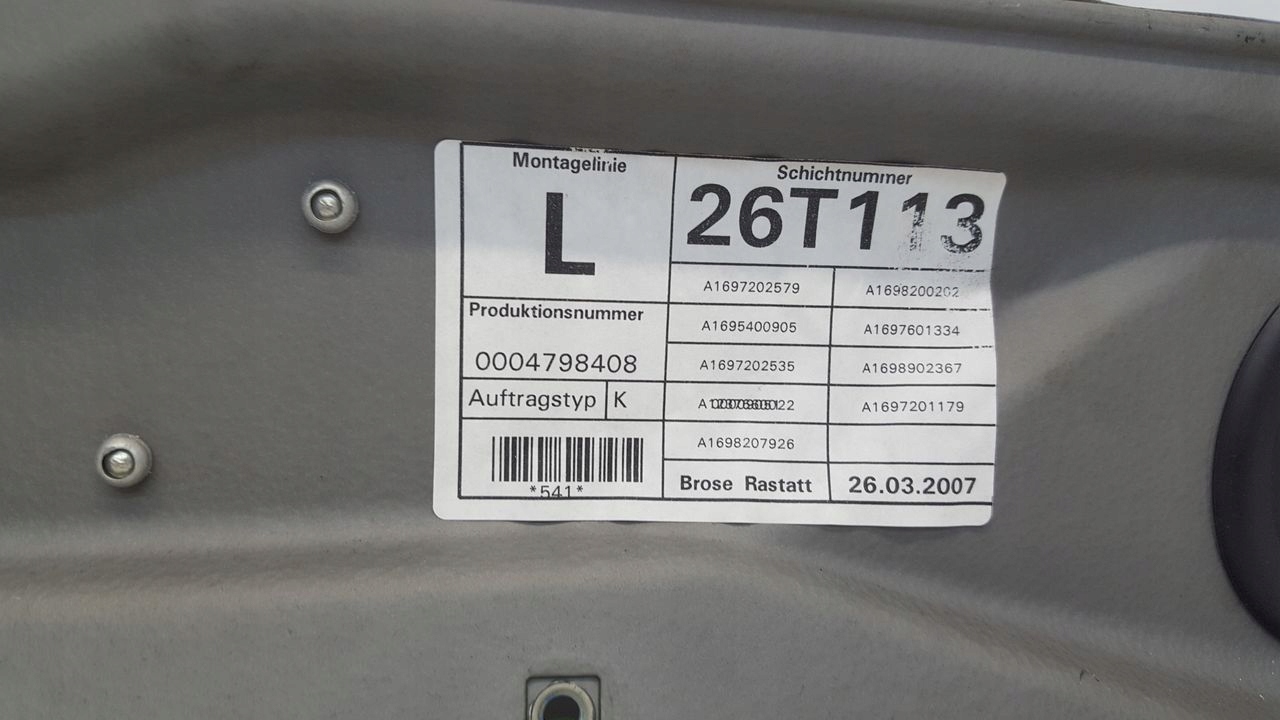 window regulator left front Mercedes W169 1,5